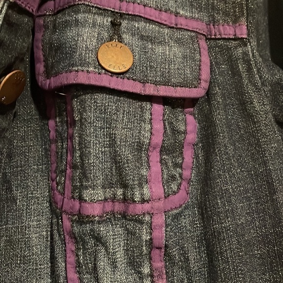 Elle Dark Denim stretchy Jean jacket Sz L - Picture 3 of 4